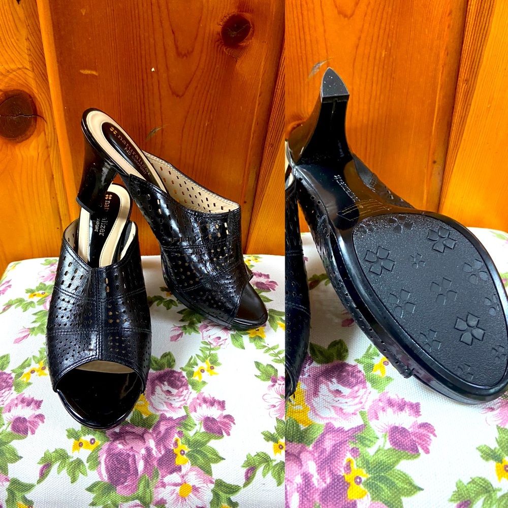 Black Open Toe Mule